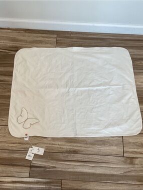 Cream Baby Blanket with Butterfly Applique